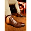 Best Vinci Leather Shoes Vinci Leather The Randor Leather Side-zip Dress Ankle Boot (D-912) Brown
