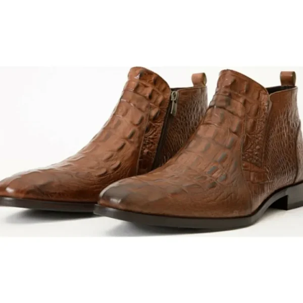 Best Vinci Leather Shoes Vinci Leather The Randor Leather Side-zip Dress Ankle Boot (D-912) Brown