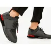 Online Vinci Leather Shoes Vinci Leather The Reno Black / Red Leather Sneaker (D-530)