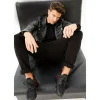 Online Vinci Leather Shoes Vinci Leather The Reno Black / Red Leather Sneaker (D-530)