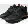 Online Vinci Leather Shoes Vinci Leather The Reno Black / Red Leather Sneaker (D-530)
