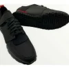 Online Vinci Leather Shoes Vinci Leather The Reno Black / Red Leather Sneaker (D-530)