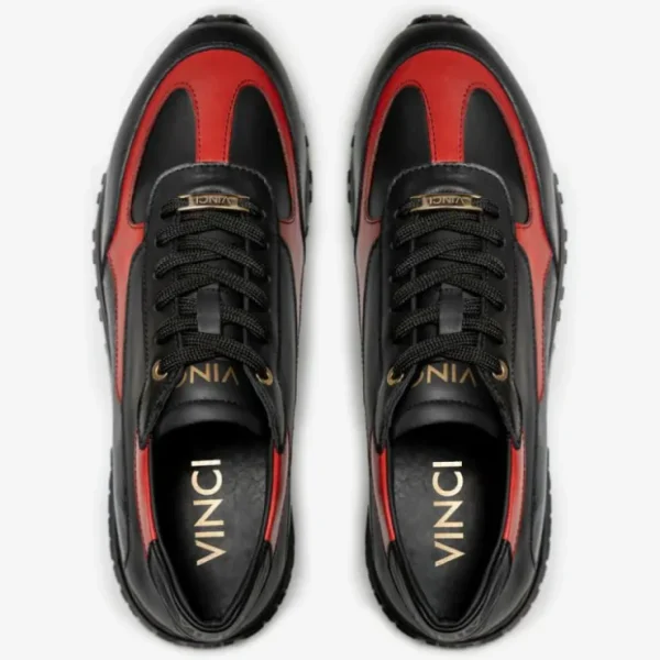 vinci_leather_the_rialto__2.webp Cheap Vinci Leather Shoes Vinci Leather The Rialto Leather Sneaker Black / Red