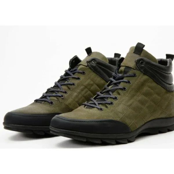 Discount Vinci Leather Shoes Vinci Leather The Riga Suede Leather Casual Lace-up Boot (14138 H-8) Green