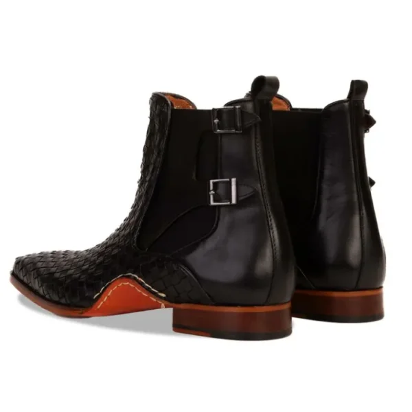 vinci_leather_the_rolls_w_2-2.webp Online Vinci Leather Shoes Vinci Leather The Rolls Woven Double Monk Strap Boot Black