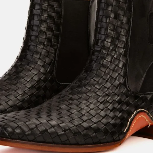 vinci_leather_the_rolls_w_3-2.webp Online Vinci Leather Shoes Vinci Leather The Rolls Woven Double Monk Strap Boot Black