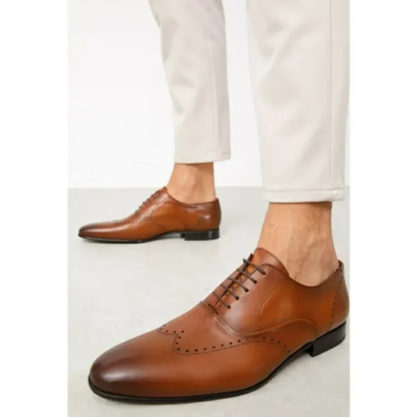 vinci_leather_the_roma_br_1.webp Best Vinci Leather Shoes Vinci Leather The Roma Leather Wingtip Oxford Shoe (10724) Brown