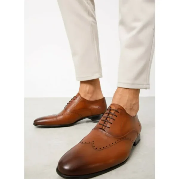 vinci_leather_the_roma_br_7.webp Best Vinci Leather Shoes Vinci Leather The Roma Leather Wingtip Oxford Shoe (10724) Brown