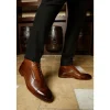 Outlet Vinci Leather Shoes Vinci Leather The Rome Leather Oxford Cap-toe Boot (X-4023) Brown
