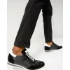Hot Vinci Leather Shoes Vinci Leather The Black Leather Sneaker (11108) Rotello