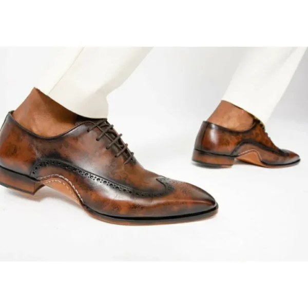 vinci_leather_the_royal_h_1-2.webp Online Vinci Leather Shoes Vinci Leather The Royal Hand Craft Wingtip Oxford Shoe (E-005) Brown