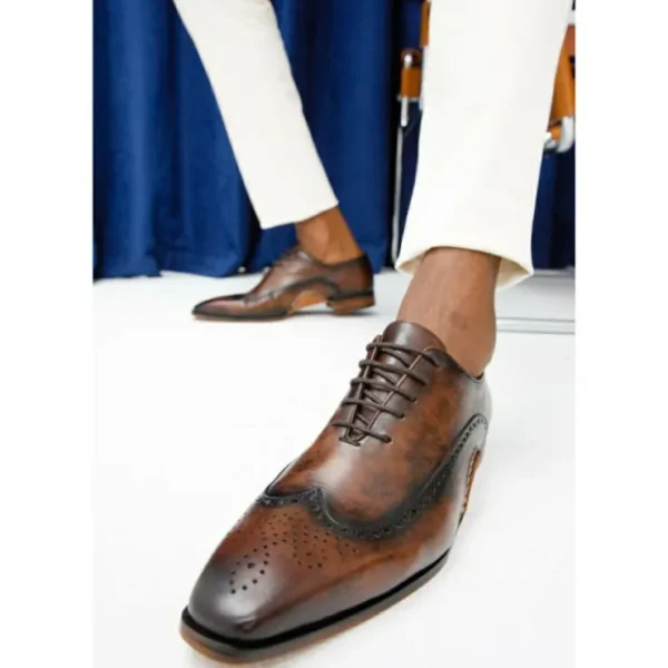 vinci_leather_the_royal_h_11-1.webp Online Vinci Leather Shoes Vinci Leather The Royal Hand Craft Wingtip Oxford Shoe (E-005) Brown