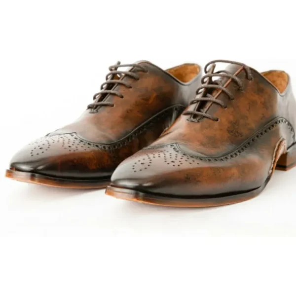 vinci_leather_the_royal_h_2-2.webp Online Vinci Leather Shoes Vinci Leather The Royal Hand Craft Wingtip Oxford Shoe (E-005) Brown