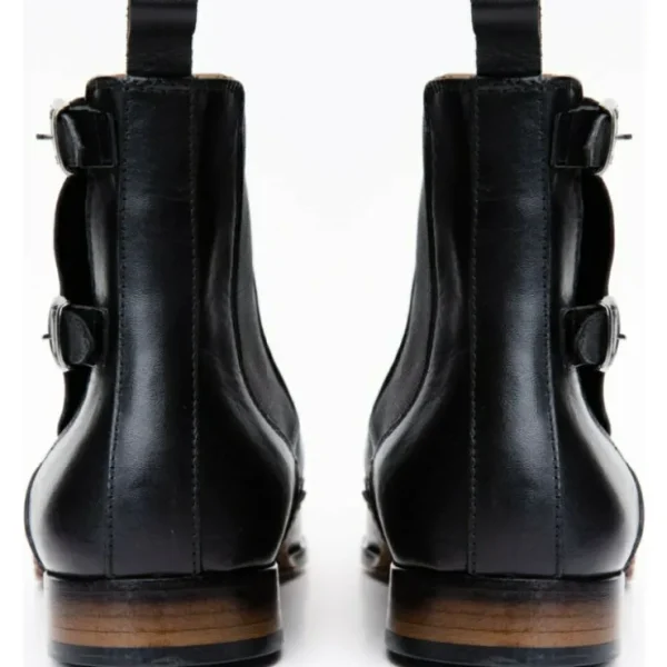 vinci_leather_the_royal_h_3-4.webp Fashion Vinci Leather Shoes Vinci Leather The Royal Hand Craft Leather Double-buckle Chelsea Boot (V-03 6826) Black