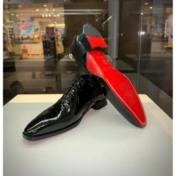 vinci_leather_the_royal_h_4-1.webp Fashion Vinci Leather Shoes Vinci Leather The Royal Hand Craft Patent Leather Plain Toe Oxford Shoe (4202) Black