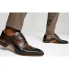 Hot Vinci Leather Shoes Vinci Leather The Royal Hand Craft Black / Brown Wingtip Oxford Shoe (E-005)