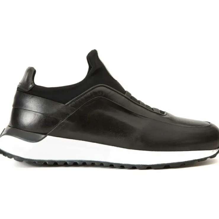 Hot Vinci Leather Shoes Vinci Leather The Sonoma Plain Leather Sneaker (D2122T) Black