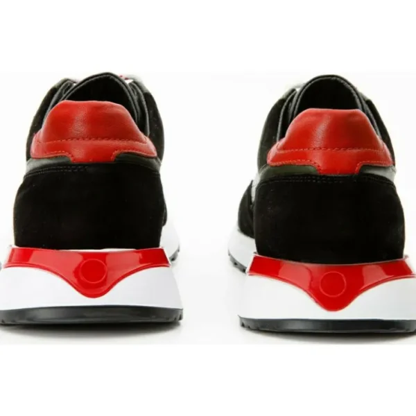 Best Vinci Leather Shoes Vinci Leather The Sonoma Black / Red Leather Sneaker (15018)
