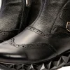 Discount Vinci Leather Shoes Vinci Leather The Stealth Wingtip Buckle Leather Mens Boot Black