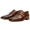 Fashion Vinci Leather Shoes Vinci Leather The Strat Single Monk Strap Shoes Brown