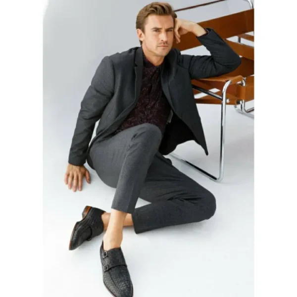vinci_leather_the_turan_b_8.webp Clearance Vinci Leather Shoes Vinci Leather The Turan Woven Double Monk Strap Dress Shoe (15471) Black