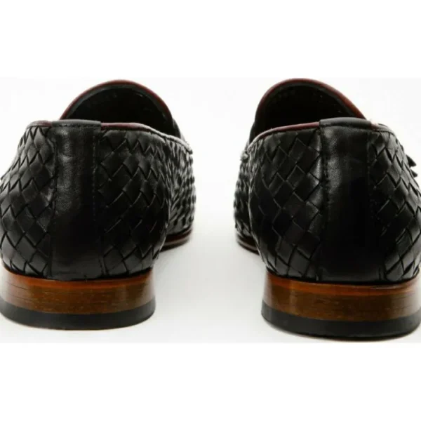 Online Vinci Leather Shoes Vinci Leather The Vatra Woven Double Monk Strap Shoe Black