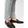 Online Vinci Leather Shoes Vinci Leather The Vatra Woven Double Monk Strap Shoe Black