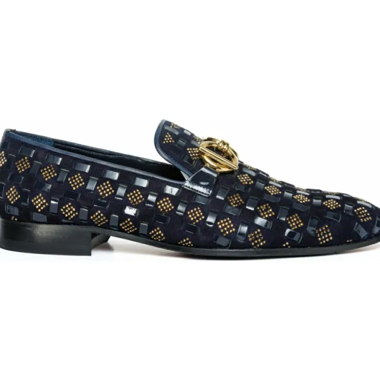 Fashion Vinci Leather Shoes Vinci Leather The Vicino Shoe Bit Dress Loafer (11621-1) Navy