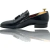 Clearance Vinci Leather Shoes Vinci Leather The Washington Dark Blue Leather Tassel Loafer (10661) DarkBlue
