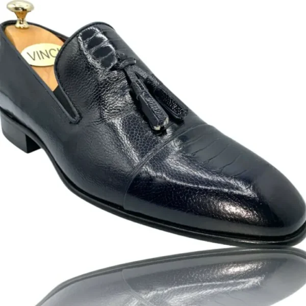 vinci_leather_the_washing_4.webp Clearance Vinci Leather Shoes Vinci Leather The Washington Dark Blue Leather Tassel Loafer (10661) DarkBlue
