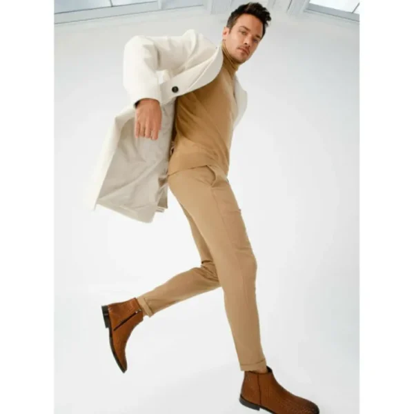 Store Vinci Leather Shoes Vinci Leather The Wellington Handwoven Leather Boot With A Zipper (12721 T-5) Brown
