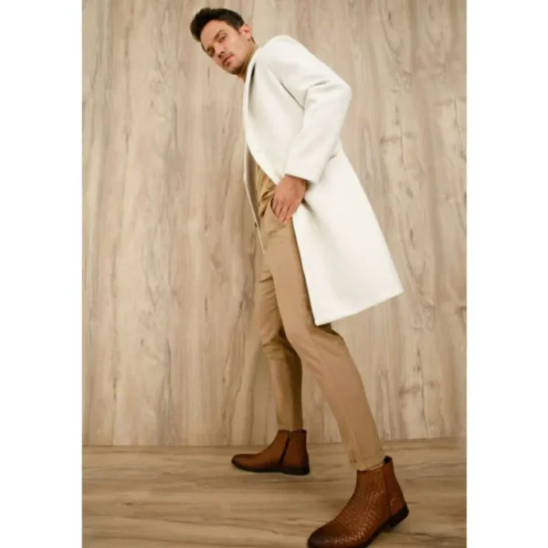 Store Vinci Leather Shoes Vinci Leather The Wellington Handwoven Leather Boot With A Zipper (12721 T-5) Brown