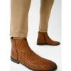 Store Vinci Leather Shoes Vinci Leather The Wellington Handwoven Leather Boot With A Zipper (12721 T-5) Brown