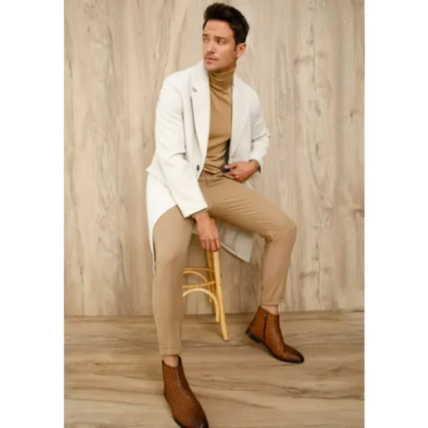 Store Vinci Leather Shoes Vinci Leather The Wellington Handwoven Leather Boot With A Zipper (12721 T-5) Brown