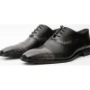 Shop Vinci Leather Shoes Vinci Leather The Yukon Single Brogue Cap Toe Oxford Shoe (16009) Black