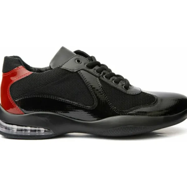 vinci_leather_the_zona_bl_0.webp Online Vinci Leather Shoes Vinci Leather The Zona Black / Red Leather Sneaker (15123)