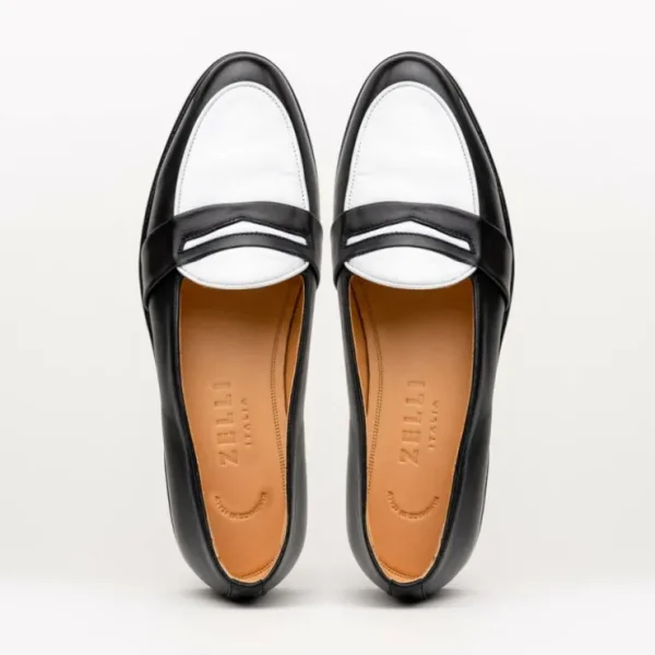 zelli_alba_calfskin_loafe_3.webp New Zelli Alba Calfskin Loafers Black / White (15-300-BKW)