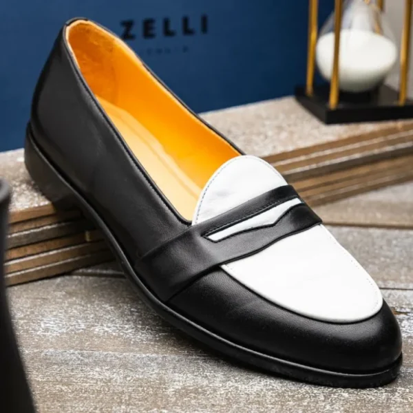 zelli_alba_calfskin_loafe_5.webp New Zelli Alba Calfskin Loafers Black / White (15-300-BKW)