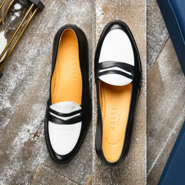 zelli_alba_calfskin_loafe_9.webp New Zelli Alba Calfskin Loafers Black / White (15-300-BKW)