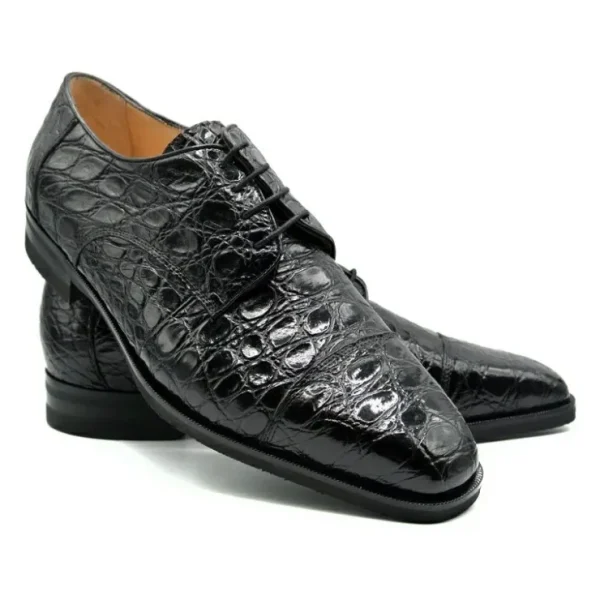 New Zelli Andrea Crocodile Cap Toe Shoes (21-532-BKM) Black