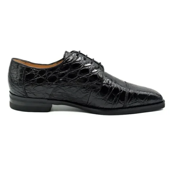 New Zelli Andrea Crocodile Cap Toe Shoes (21-532-BKM) Black