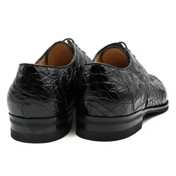 New Zelli Andrea Crocodile Cap Toe Shoes (21-532-BKM) Black