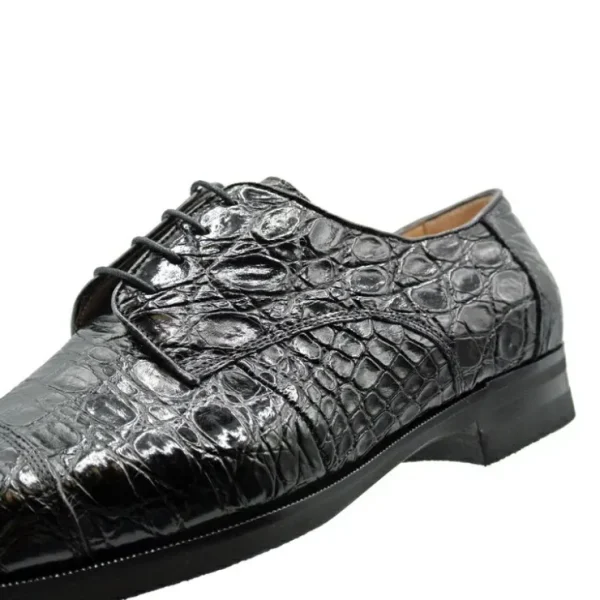 New Zelli Andrea Crocodile Cap Toe Shoes (21-532-BKM) Black