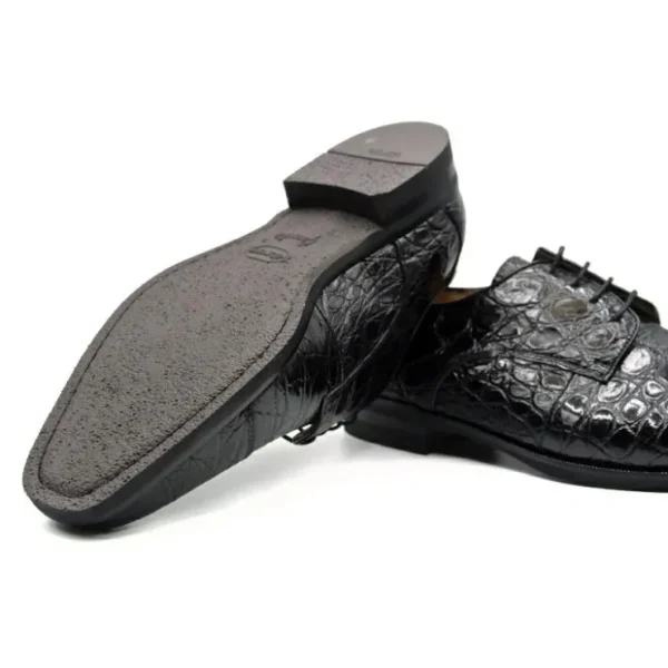New Zelli Andrea Crocodile Cap Toe Shoes (21-532-BKM) Black
