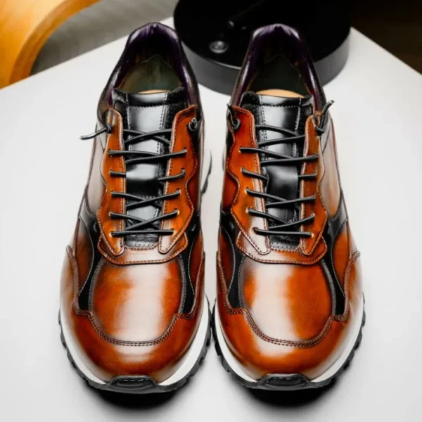 Shop Zelli Bravo Hand Finished Trainer Sneaker Cognac / Black (65-355-BRN)