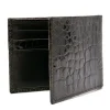 Hot Zelli Caiman Crocodile Bi-Fold Wallet Nicotine