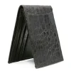 Hot Zelli Caiman Crocodile Bi-Fold Wallet Nicotine