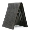 Hot Zelli Caiman Crocodile Bi-Fold Wallet Nicotine
