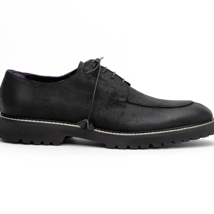 Shop Zelli Campo Suede Goatskin / Wax Lace-up Shoes (26-224-BLK) Black
