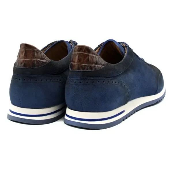 Online Zelli Costa Suede & Crocodile Sneakers (66-200-NVY) Navy